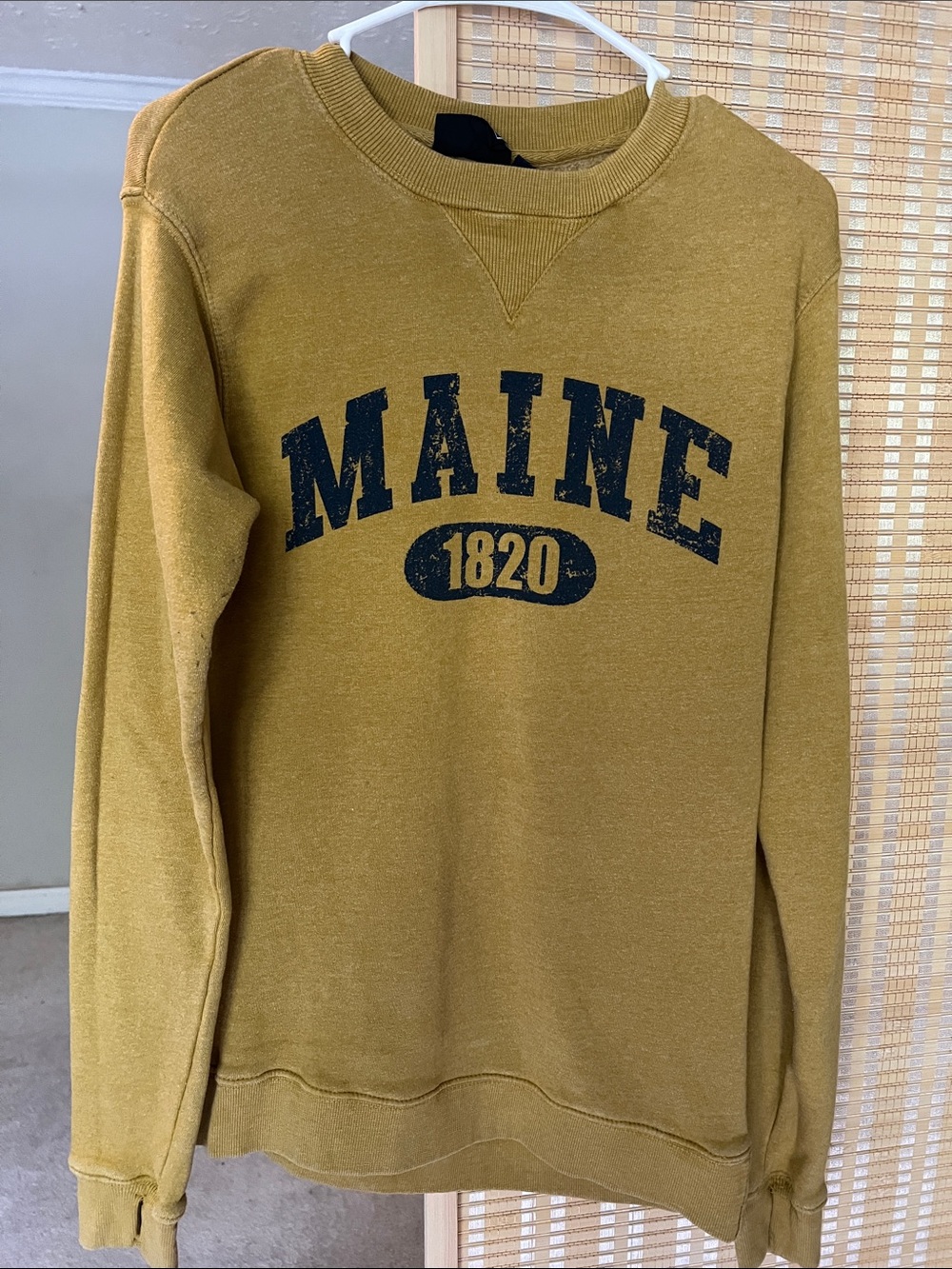 Women's Crewneck Sweatshirt in Mustard with Maine 1820 Print